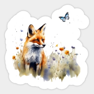 Fox in a Meadow Sticker